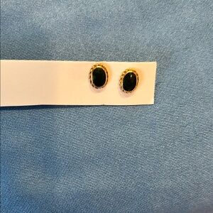 Jade  and Gold Stud Earrings with Classic Design